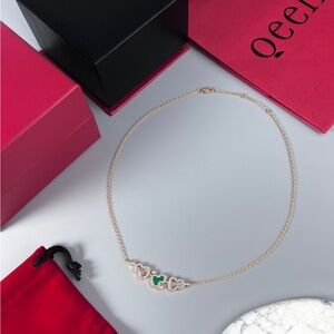 Gold and Green Heart Necklace